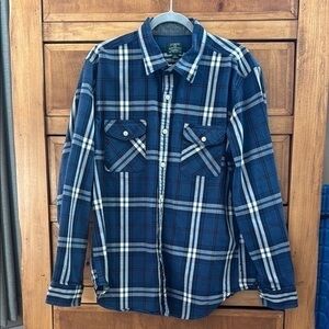 J.Crew Heavyweight Blue Plaid Flannel Button Down Shirt - Size Men’s XL